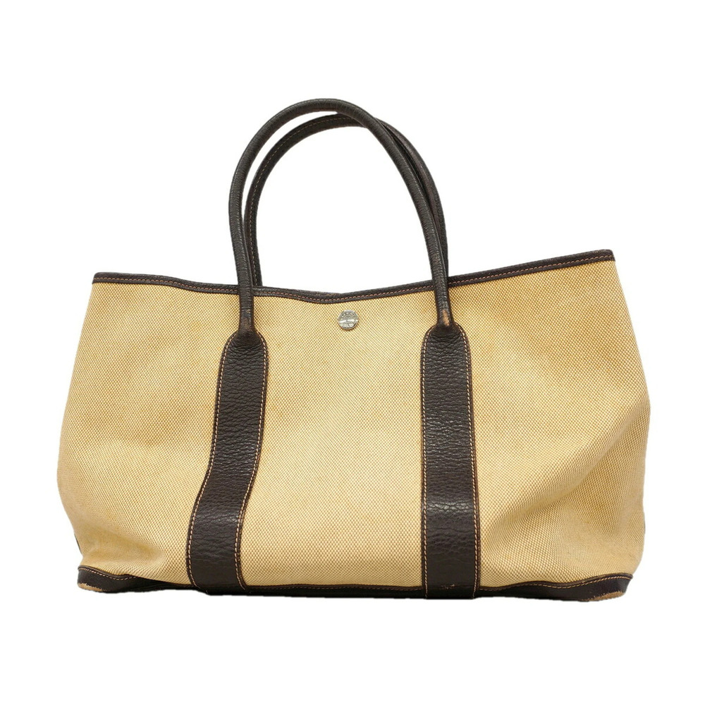 Hermes Garden PM Tote Bag, Toile H, Brown/Beige, □H stamp, Women's.
